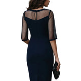 Ashley - Μίντι Μεσάτο Φόρεμα με Διάφανες Φάσες (Mesh Panel Tailored Midi Dress)