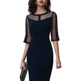 Ashley - Μίντι Μεσάτο Φόρεμα με Διάφανες Φάσες (Mesh Panel Tailored Midi Dress)